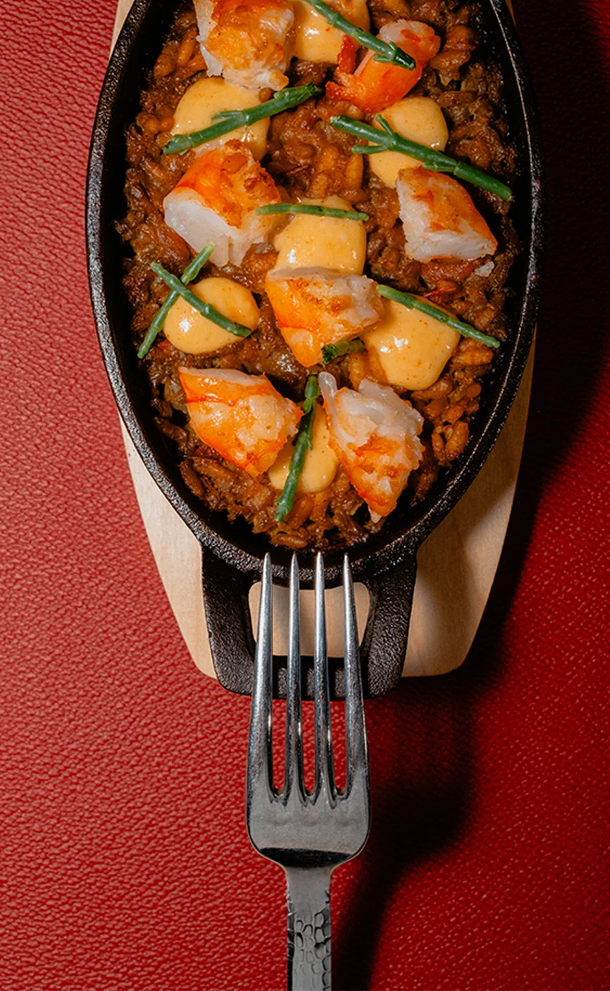 Shrimp paella by chef Thomas Vado at NYKAT Shrimp paella by chef Thomas Vado at NYKAT